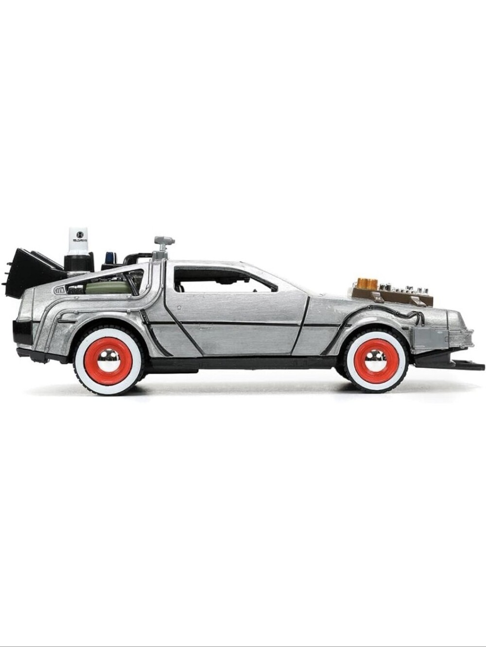 BACK TO THE FUTURE III TIME MACHINE Diecast DeLorean DMC- Jadatoys, 1:32,Silver.